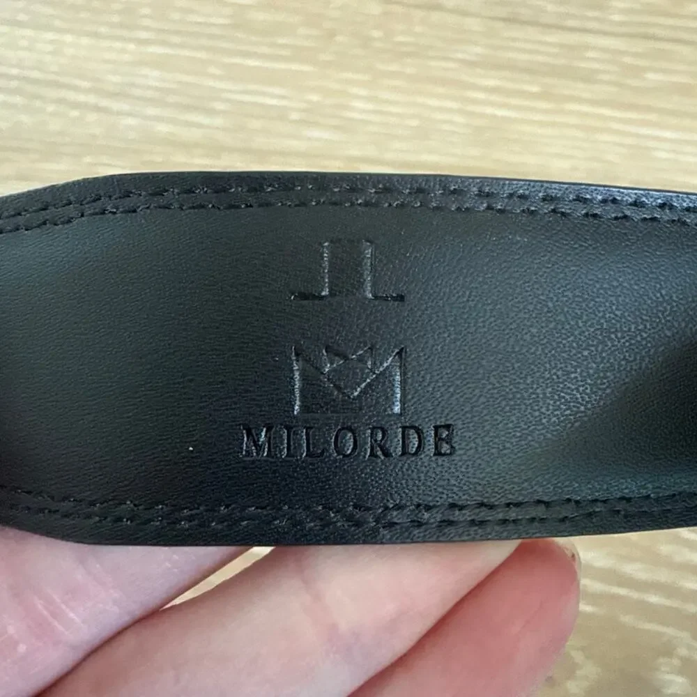 Milorde Men's Genuine Leather Belt Size 32 Black